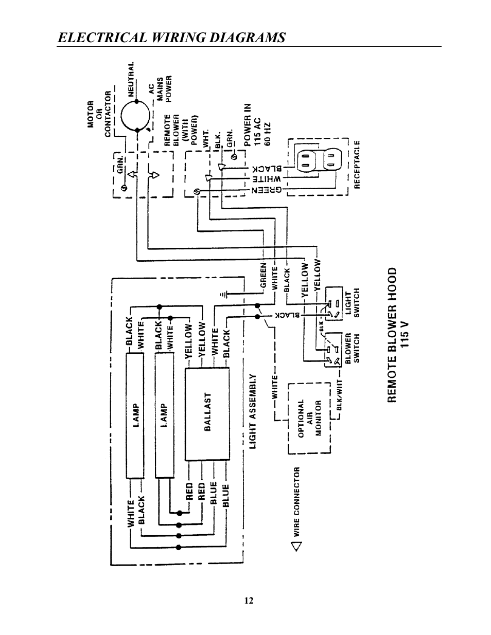 Electrical wiring diagrams | Labconco Guardian Jr. Airflow Monitor 9743200 Series User Manual | Page 16 / 25
