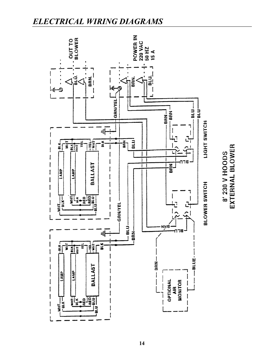 Electrical wiring diagrams | Labconco Guardian Jr. Airflow Monitor 9743200 Series User Manual | Page 18 / 25