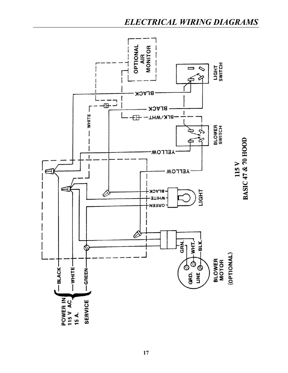 Electrical wiring diagrams | Labconco Guardian Jr. Airflow Monitor 9743200 Series User Manual | Page 21 / 25