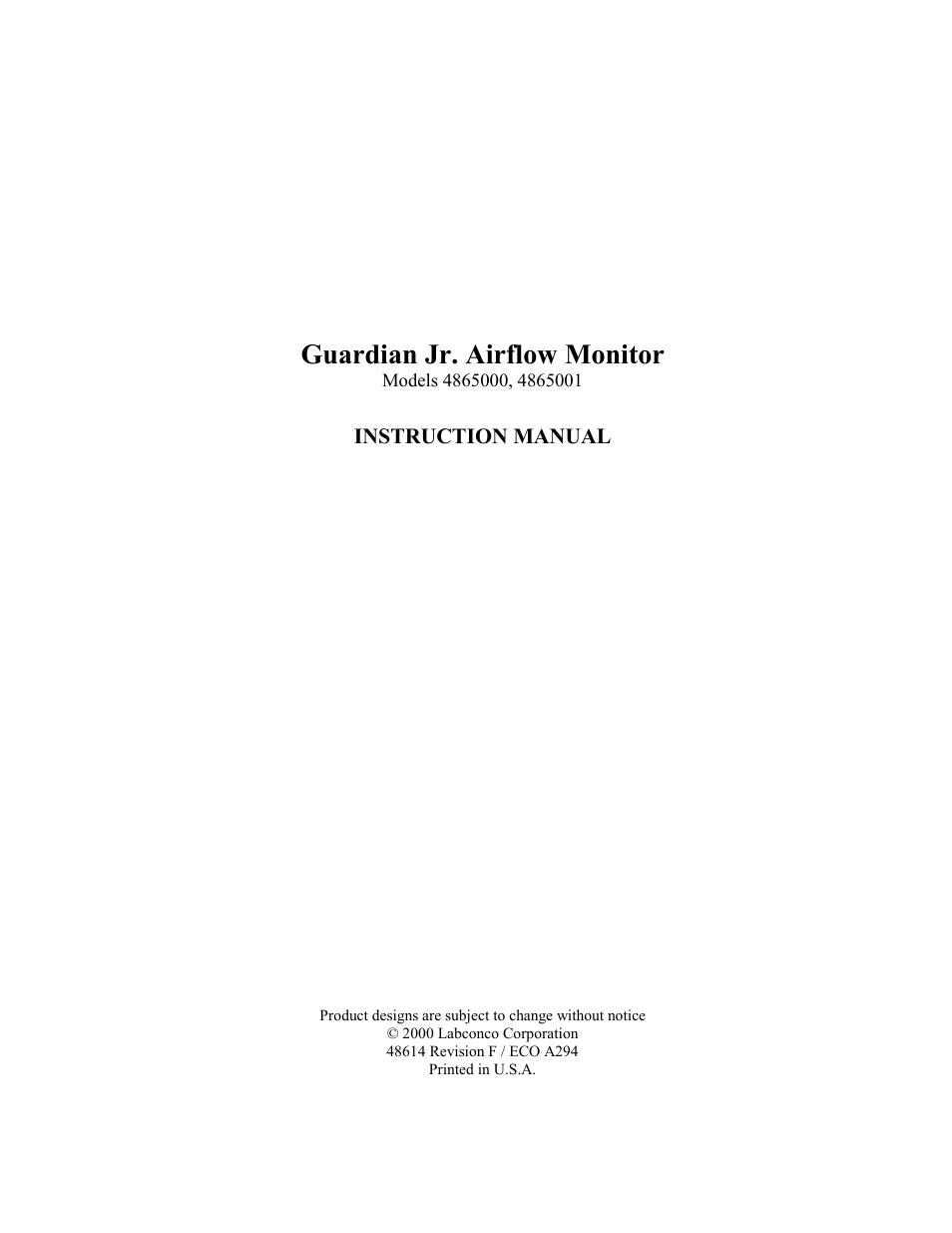 Labconco Guardian Jr. Airflow Monitors 4865001 User Manual | 27 pages