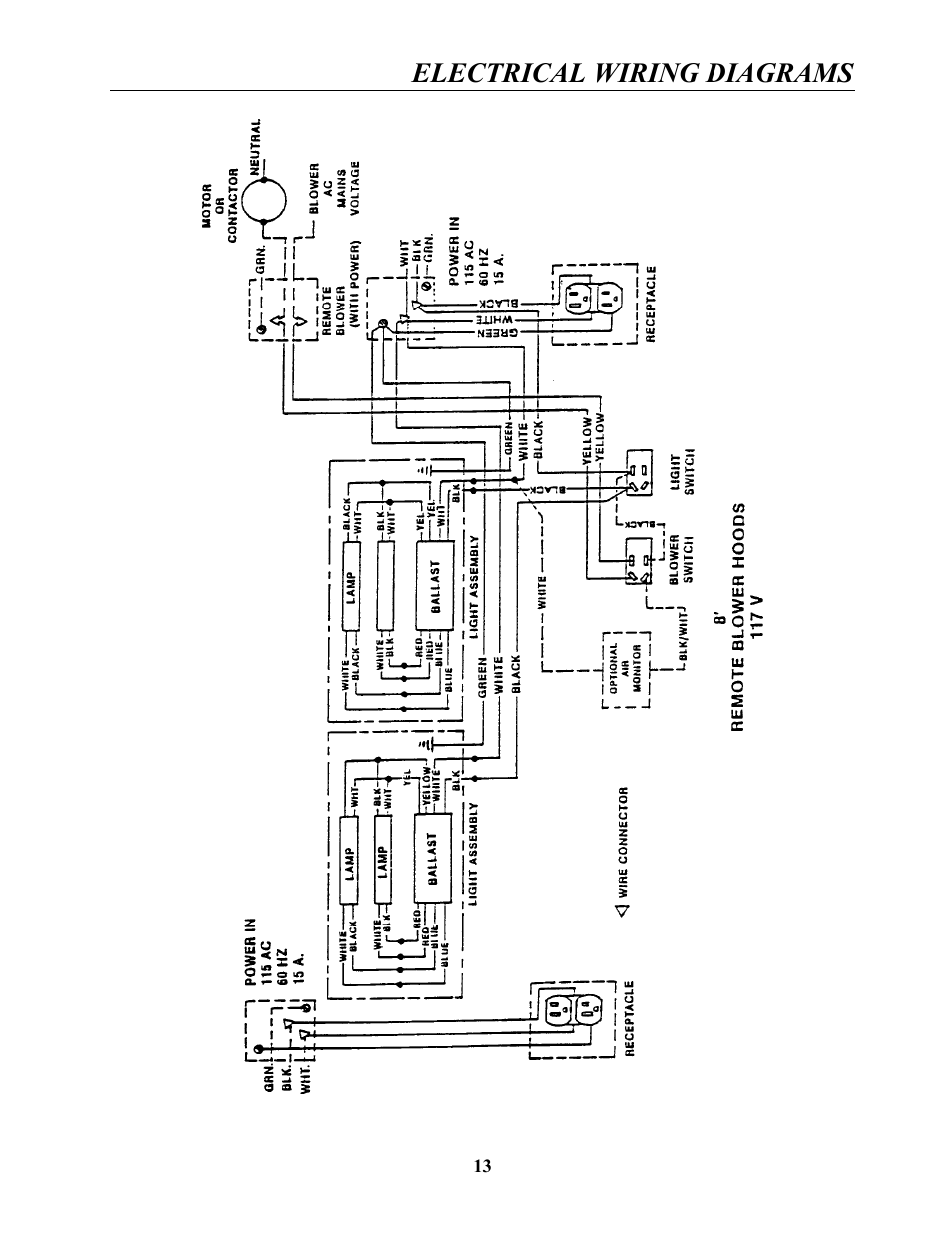 Electrical wiring diagrams | Labconco Guardian Jr. Airflow Monitors 4865001 User Manual | Page 16 / 27