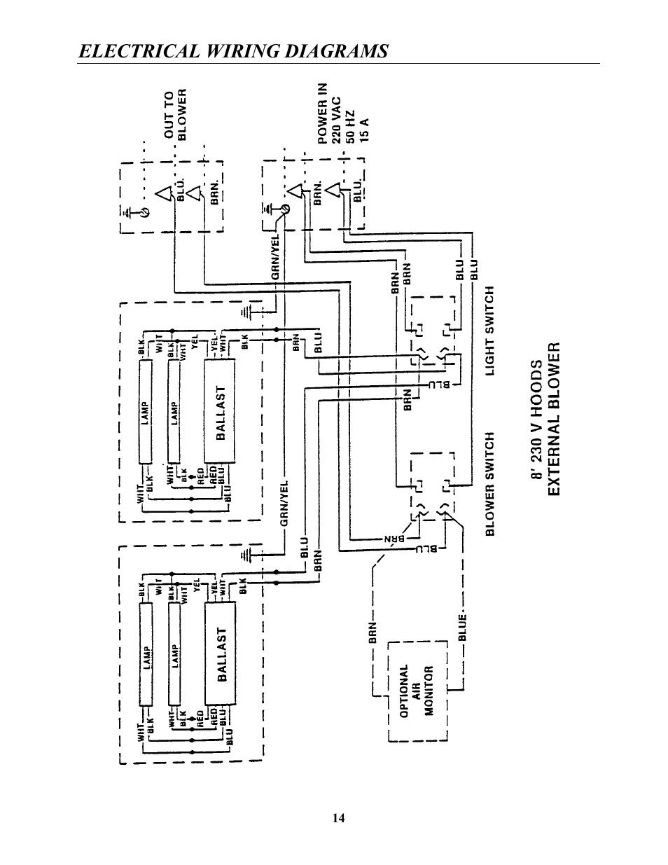 Electrical wiring diagrams | Labconco Guardian Jr. Airflow Monitors 4865001 User Manual | Page 17 / 27