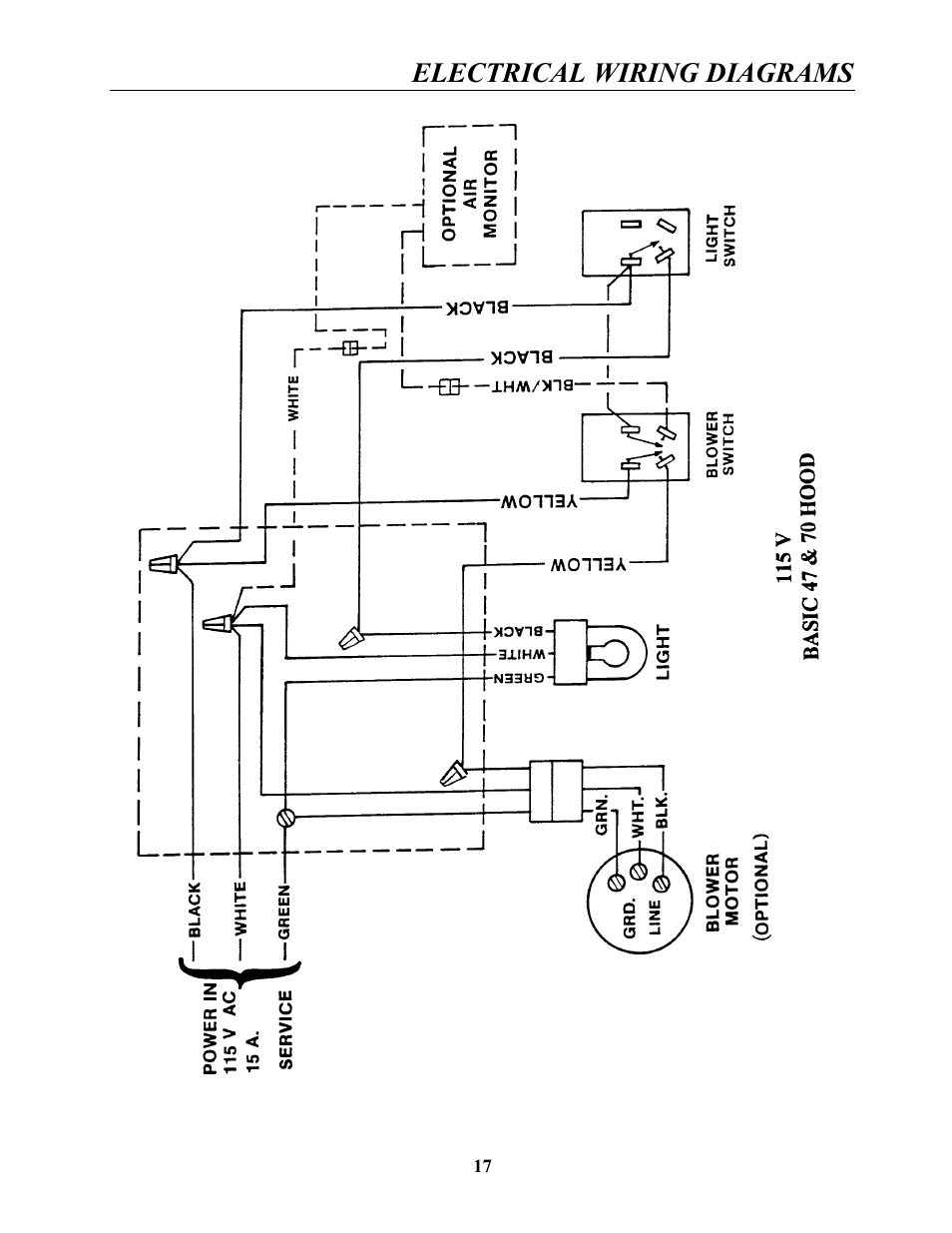 Electrical wiring diagrams | Labconco Guardian Jr. Airflow Monitors 4865001 User Manual | Page 20 / 27