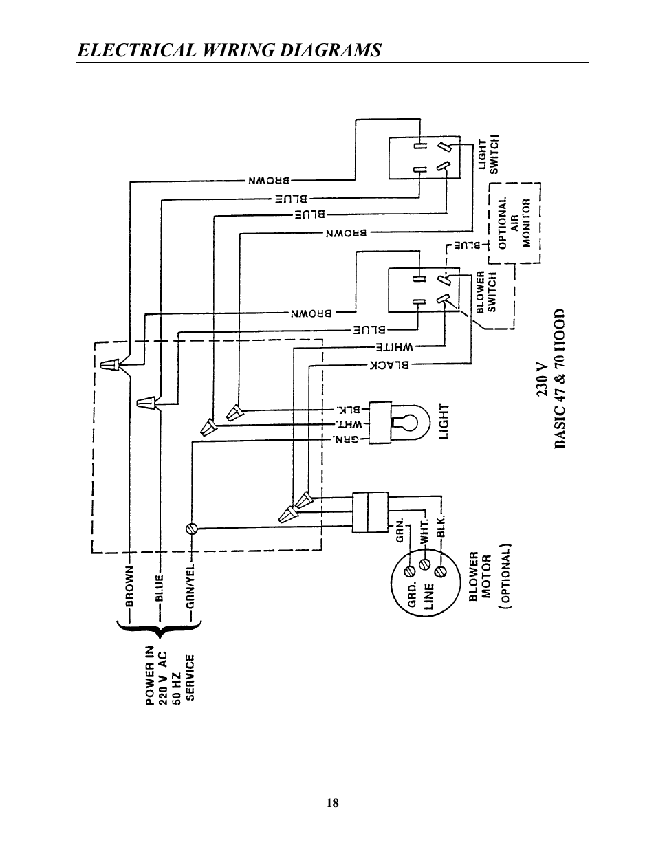 Electrical wiring diagrams | Labconco Guardian Jr. Airflow Monitors 4865001 User Manual | Page 21 / 27