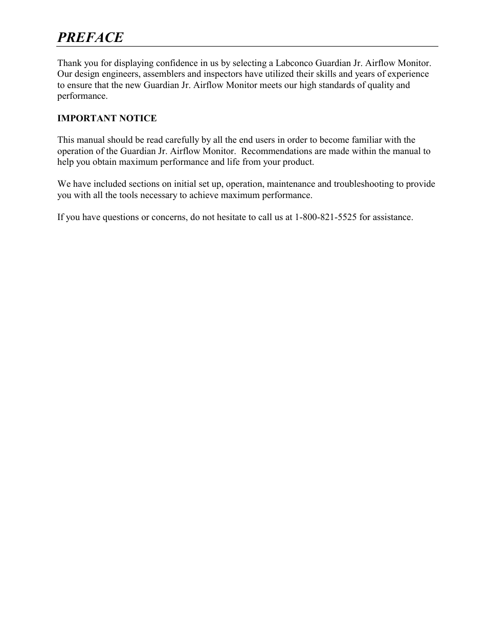Preface | Labconco Guardian Jr. Airflow Monitors 4865001 User Manual | Page 3 / 27