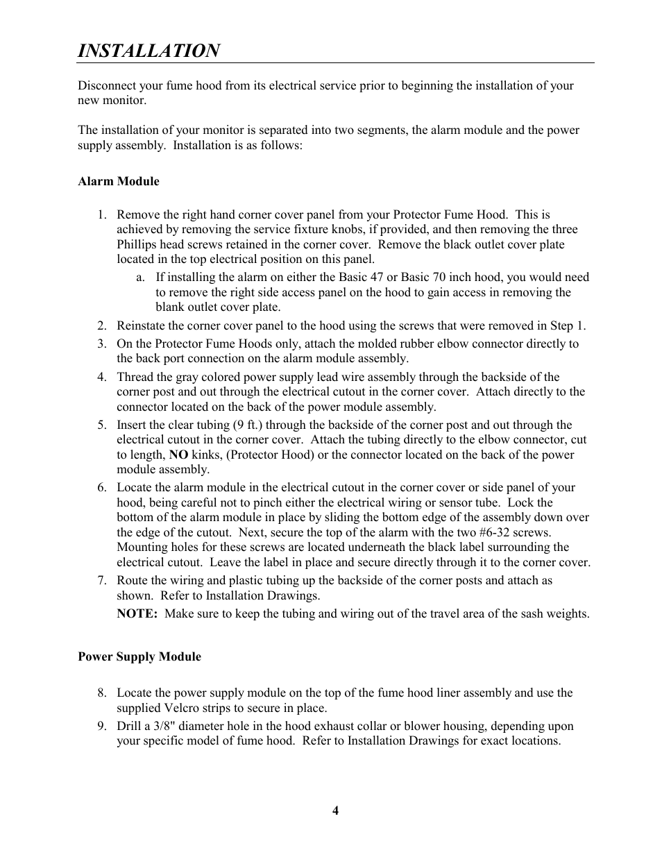 Installation | Labconco Guardian Jr. Airflow Monitors 4865001 User Manual | Page 7 / 27