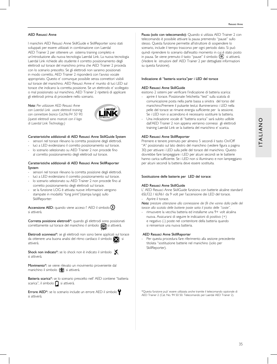 It a l ia n o | Laerdal Resusci Anne CPR-D User Manual | Page 35 / 112