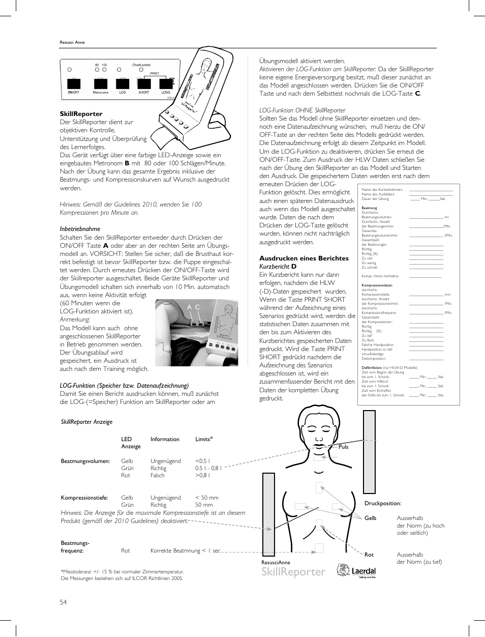 Skillreporter | Laerdal Resusci Anne CPR-D User Manual | Page 54 / 112