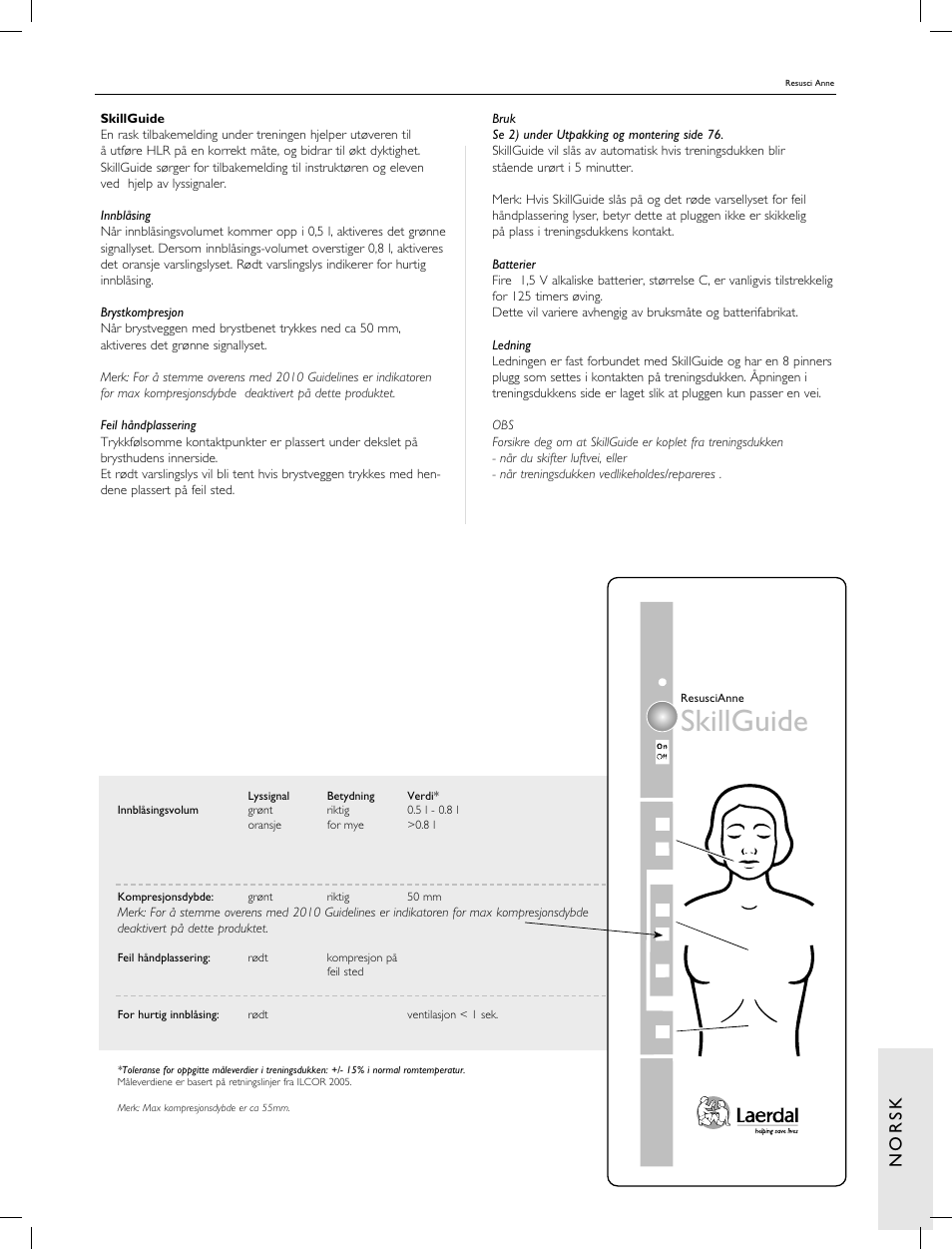 Skillguide, No r s k | Laerdal Resusci Anne CPR-D User Manual | Page 77 / 112