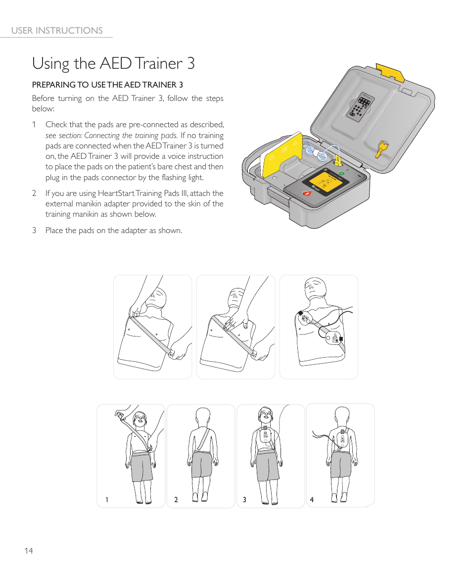 Using the aed trainer 3, User instructions | Laerdal AED Trainer 3 User Manual | Page 14 / 28