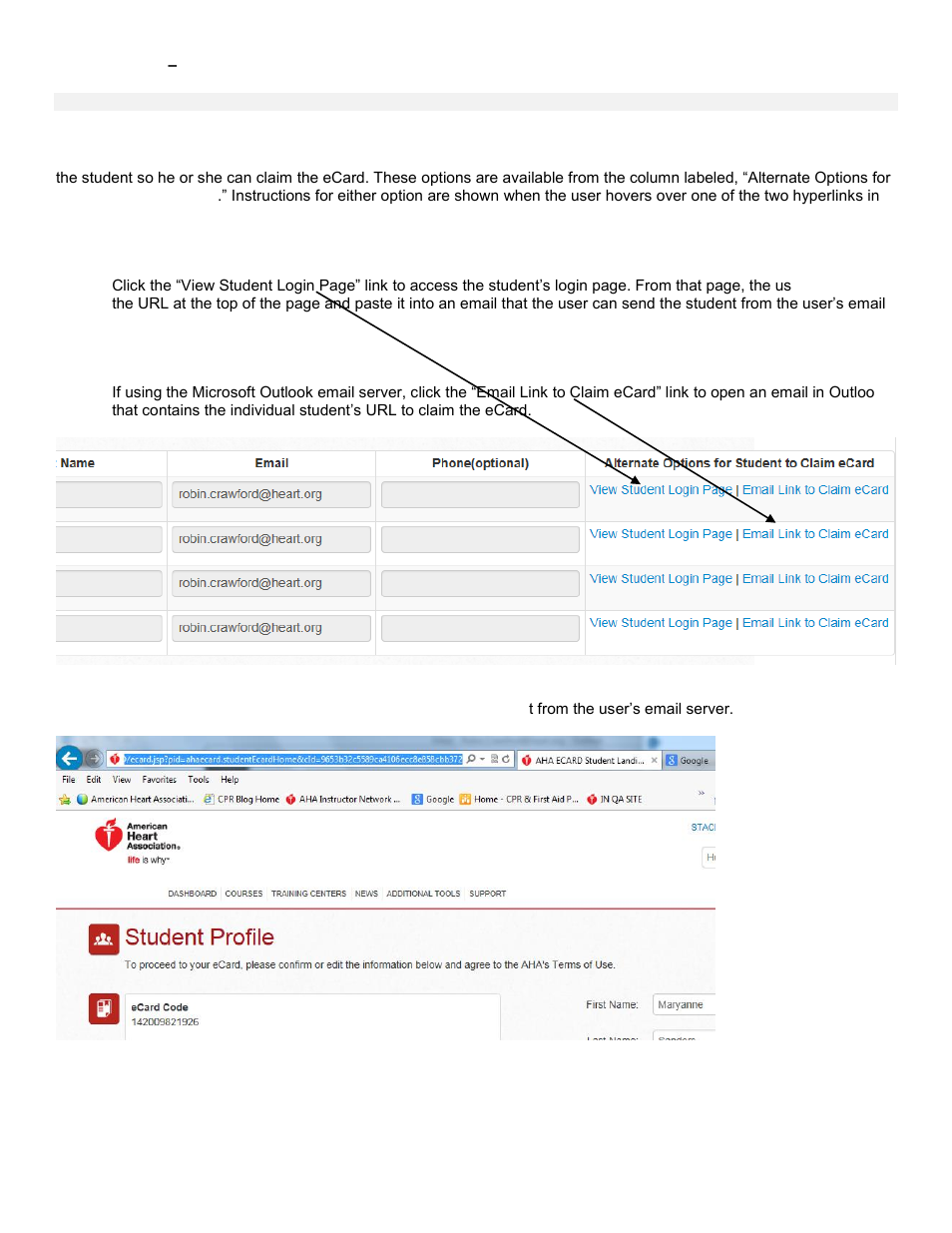 Esend e, Mail to, Tudents | Laerdal AHA eCards User Manual | Page 40 / 53