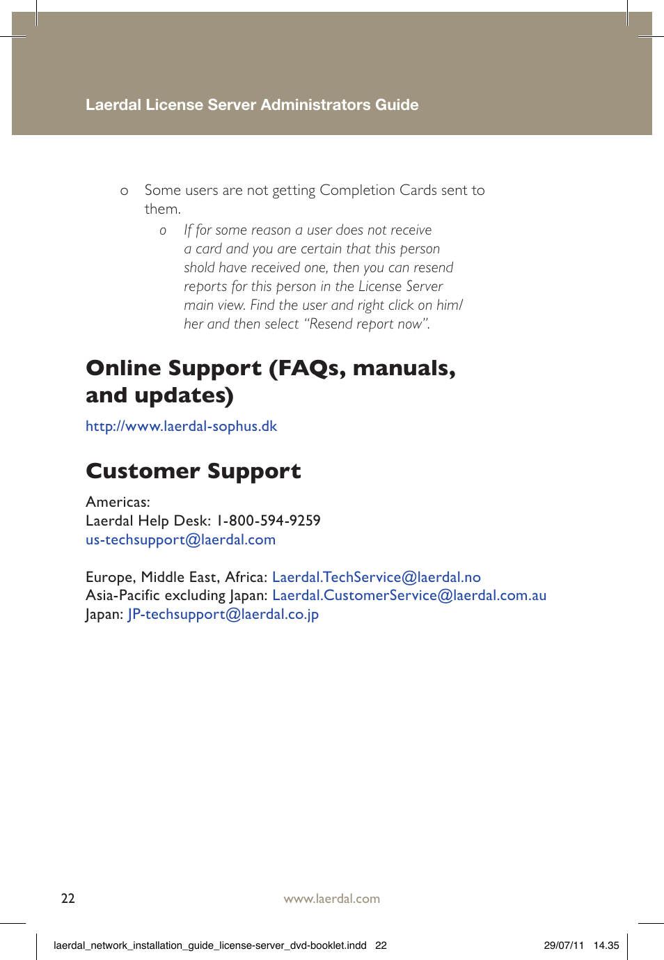 Online support (faqs, manuals, and updates), Customer support | Laerdal HeartCode PALS User Manual | Page 22 / 24