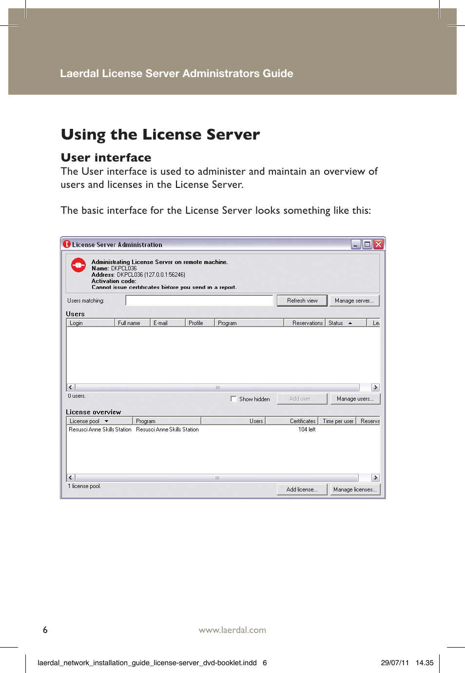 Using the license server | Laerdal HeartCode PALS User Manual | Page 6 / 24