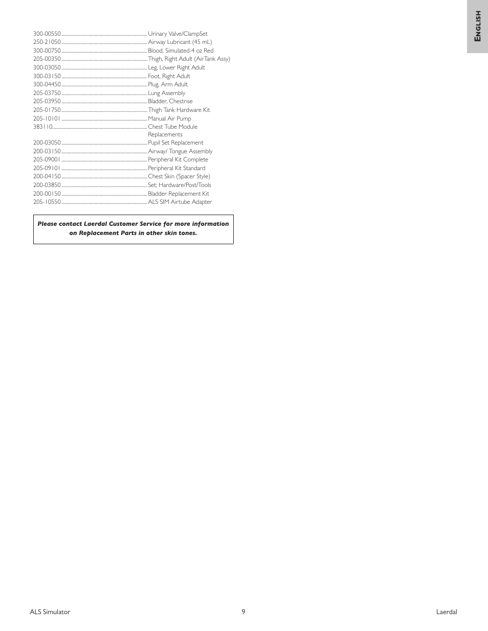 English | Laerdal ALS Simulator (SimPad capable) User Manual | Page 11 / 124