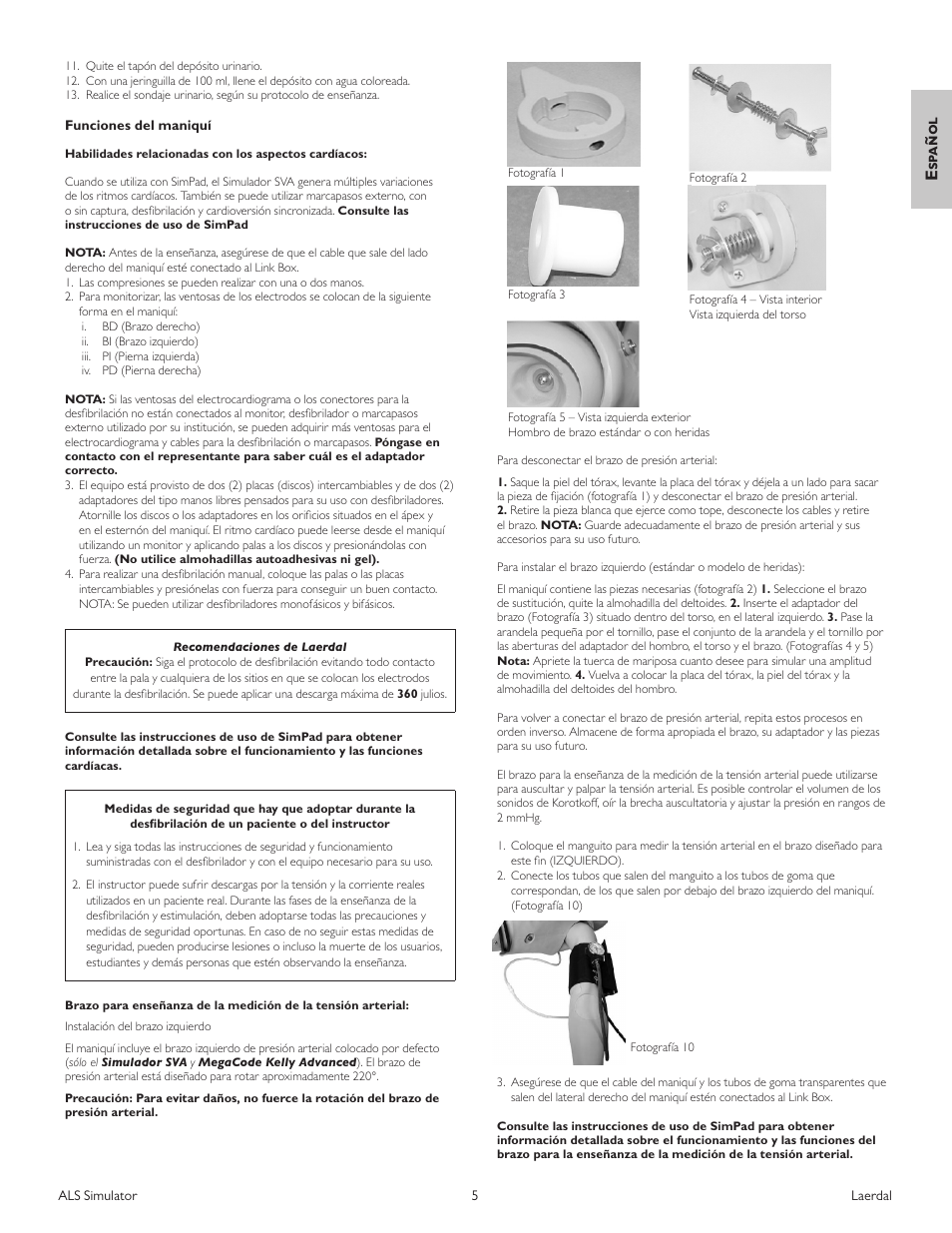 Esp añol | Laerdal ALS Simulator (SimPad capable) User Manual | Page 17 / 124