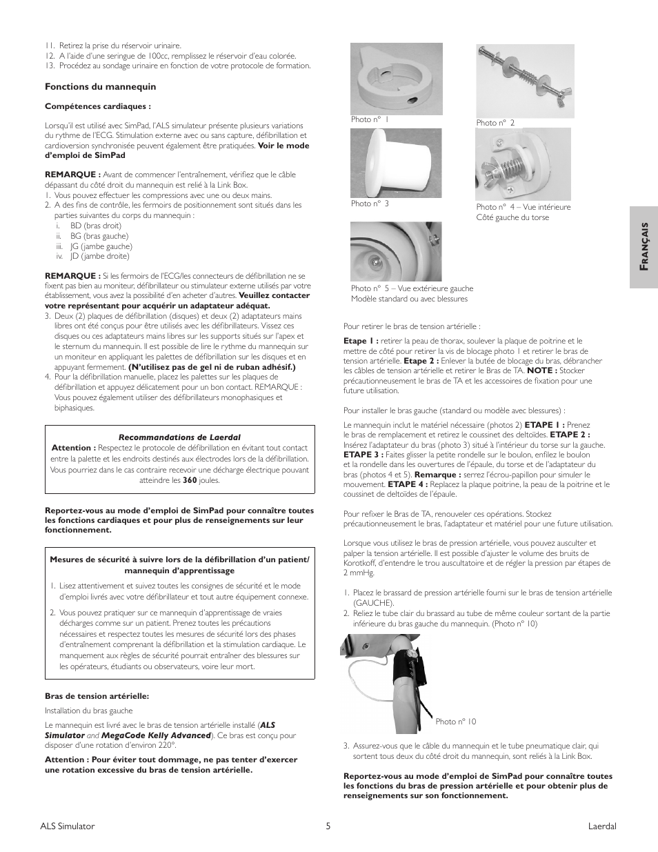 Français | Laerdal ALS Simulator (SimPad capable) User Manual | Page 37 / 124