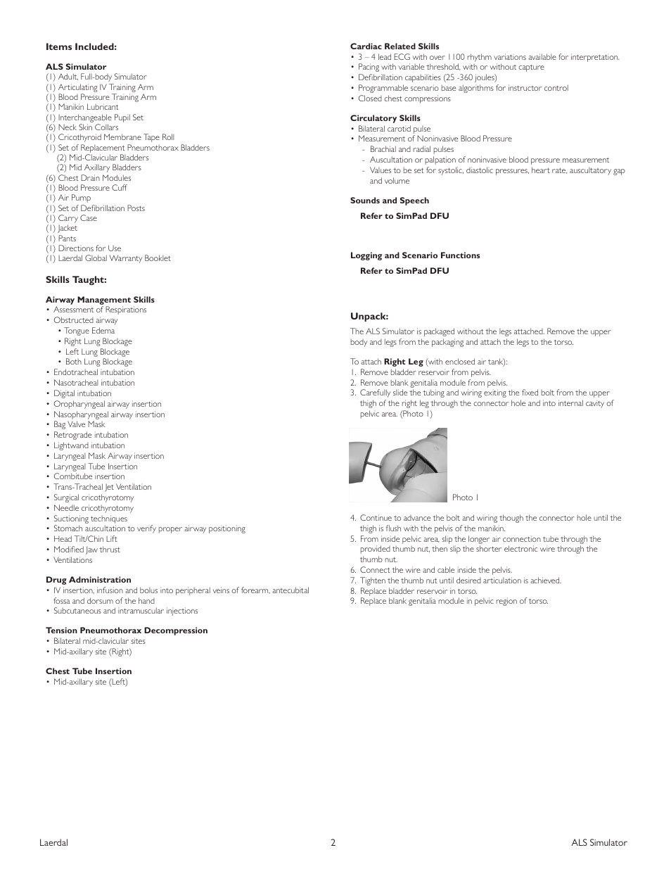 Laerdal ALS Simulator (SimPad capable) User Manual | Page 4 / 124