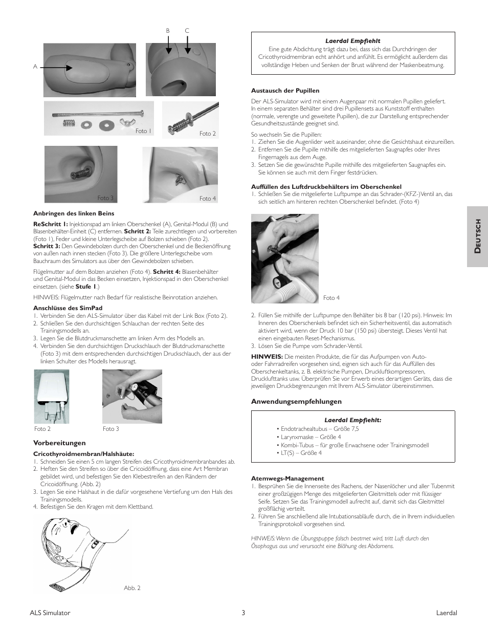 Deutsch | Laerdal ALS Simulator (SimPad capable) User Manual | Page 45 / 124
