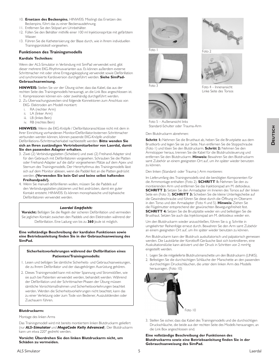 Deutsch | Laerdal ALS Simulator (SimPad capable) User Manual | Page 47 / 124