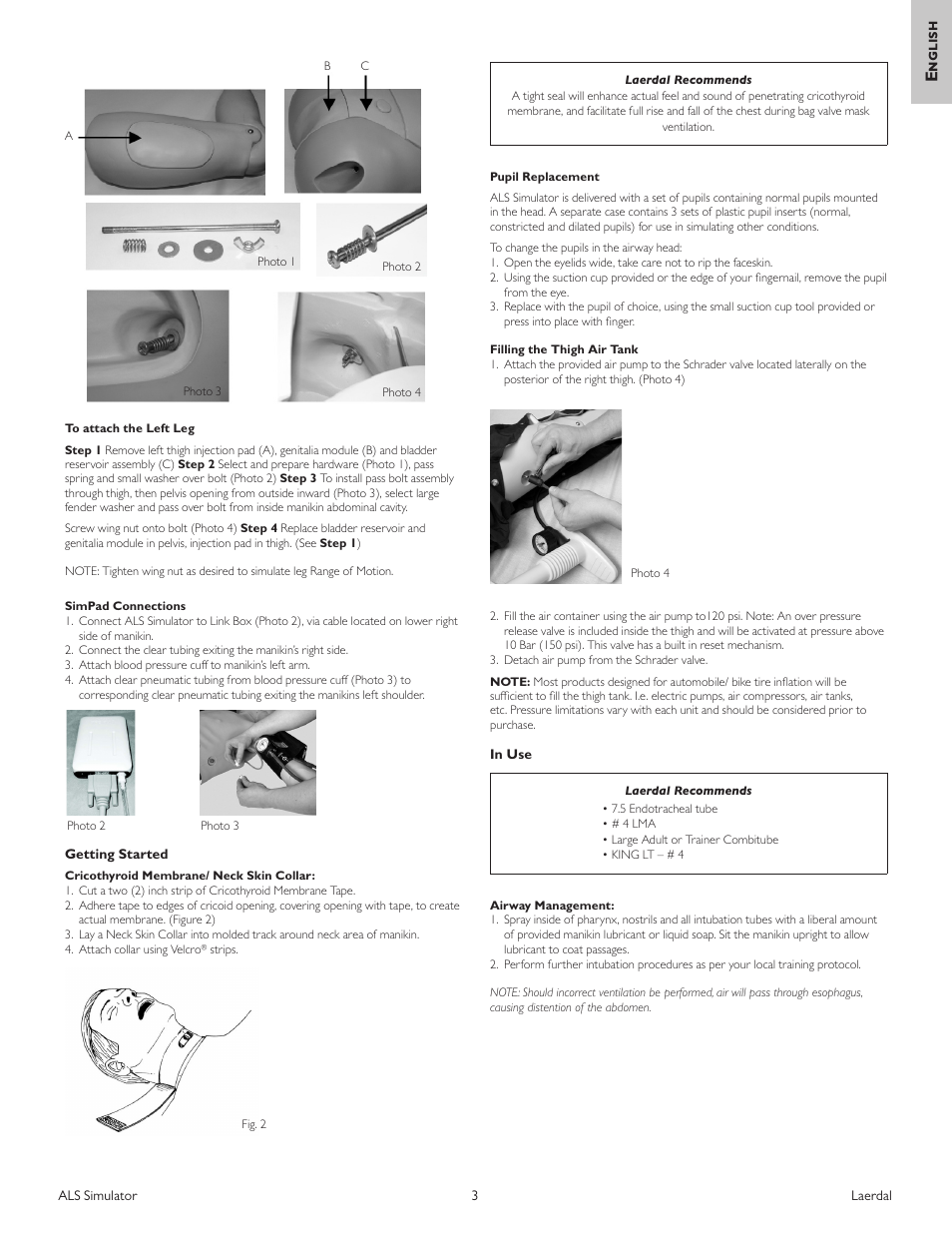 English | Laerdal ALS Simulator (SimPad capable) User Manual | Page 5 / 124
