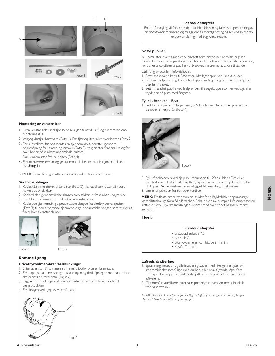 Norsk | Laerdal ALS Simulator (SimPad capable) User Manual | Page 65 / 124