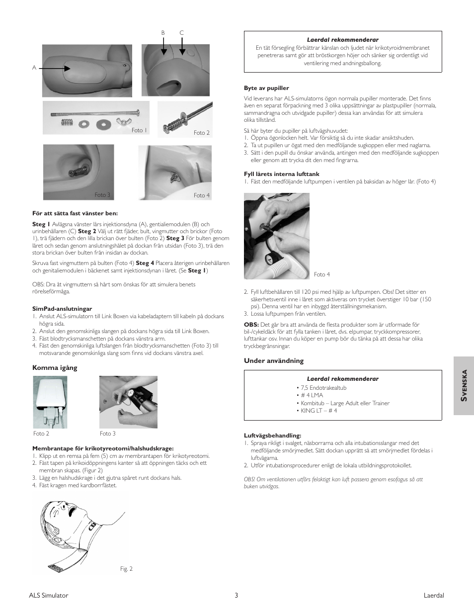 Svenska | Laerdal ALS Simulator (SimPad capable) User Manual | Page 75 / 124