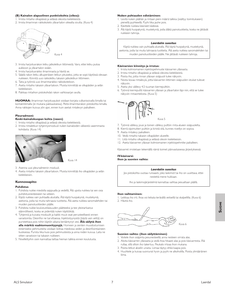Suomi | Laerdal ALS Simulator (SimPad capable) User Manual | Page 89 / 124