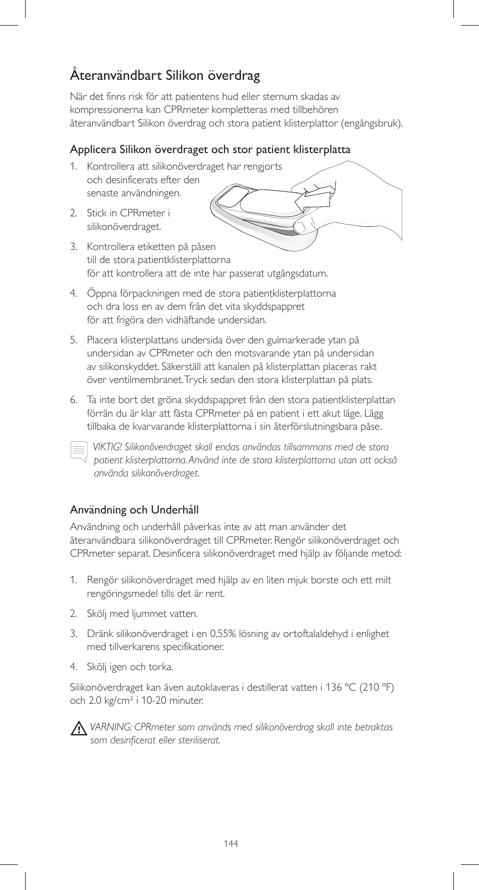 Återanvändbart silikon överdrag | Laerdal CPRmeter User Manual | Page 144 / 248