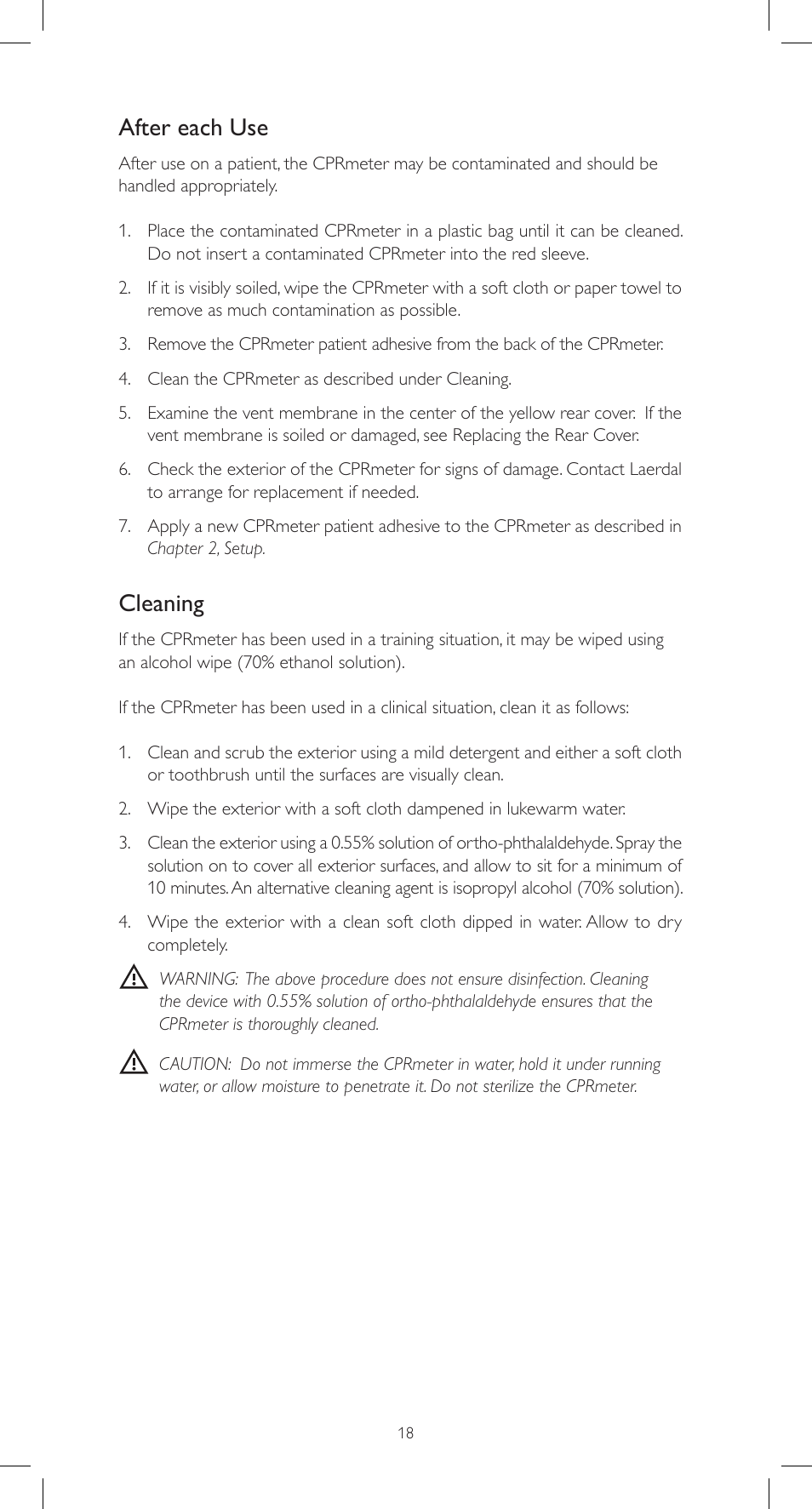 After each use, Cleaning | Laerdal CPRmeter User Manual | Page 18 / 248
