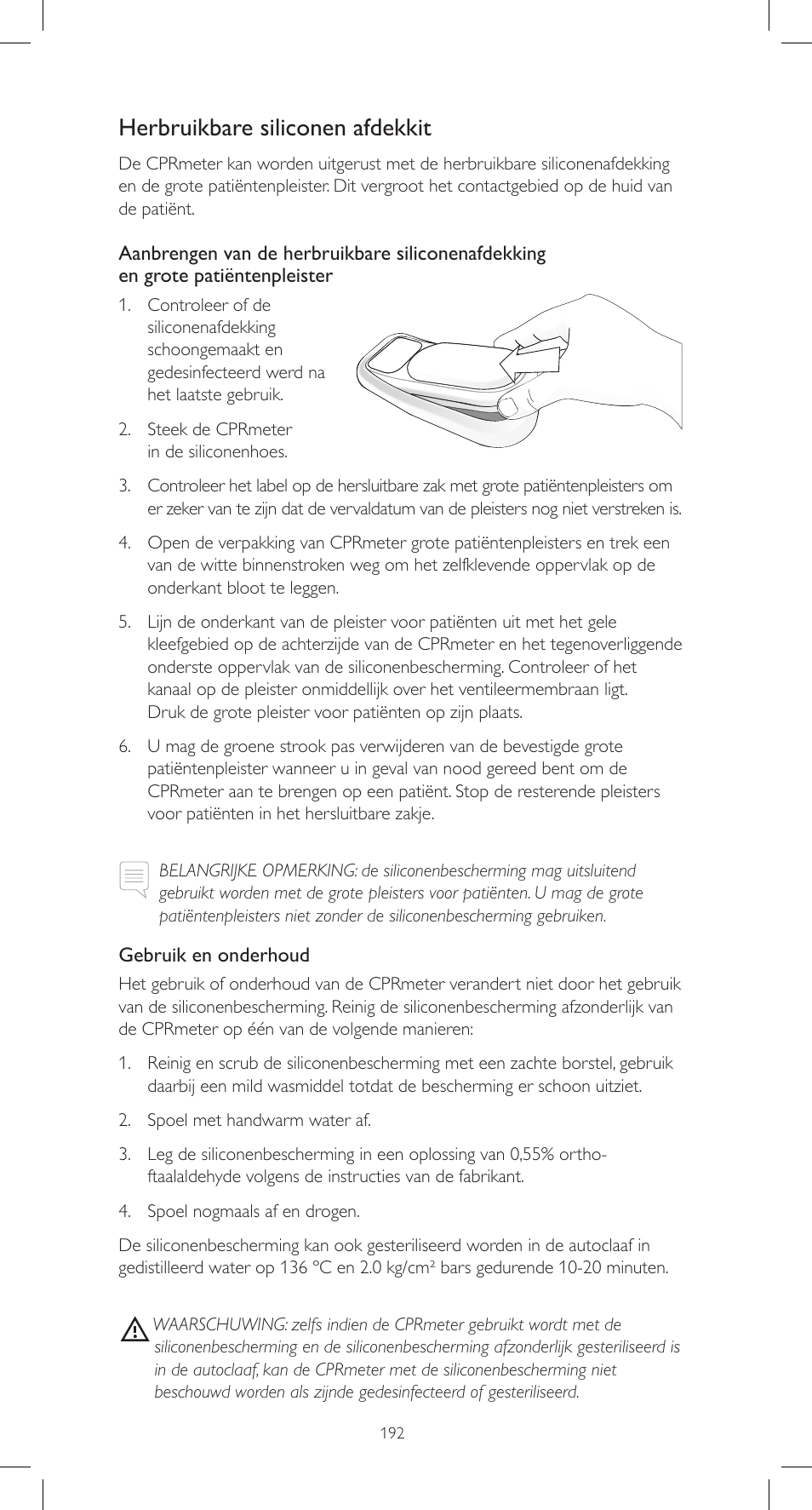 Herbruikbare siliconen afdekkit | Laerdal CPRmeter User Manual | Page 192 / 248