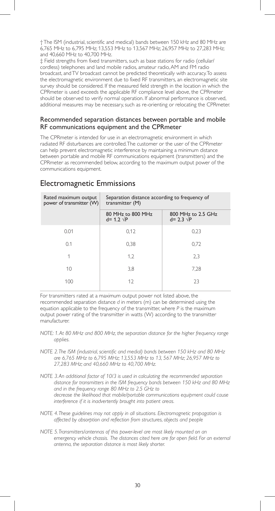 Electromagnetic emmissions | Laerdal CPRmeter User Manual | Page 30 / 248