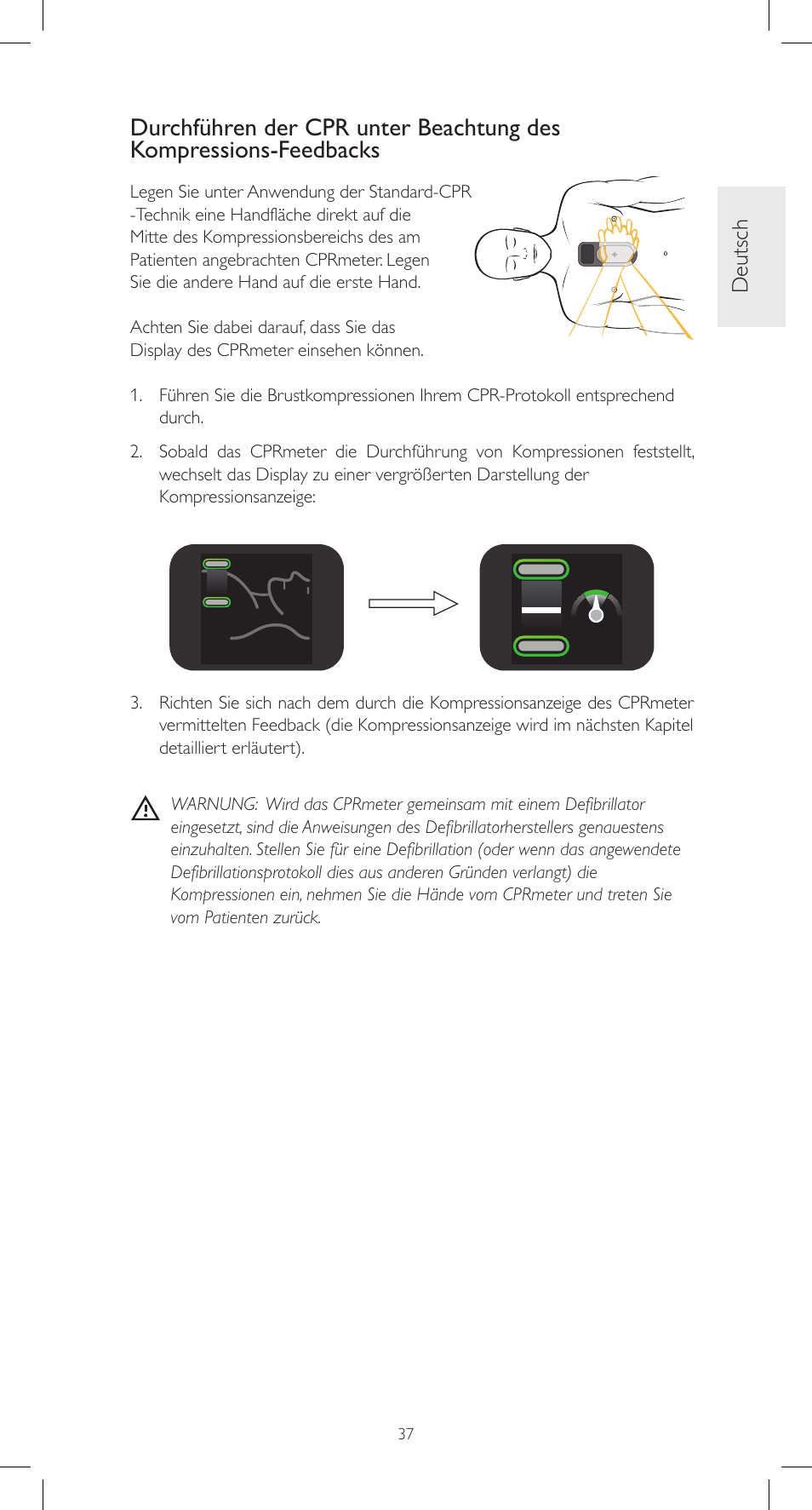 Deutsch | Laerdal CPRmeter User Manual | Page 37 / 248