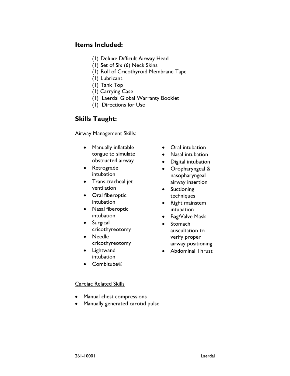 Cardiac related skills | Laerdal Deluxe Difficult Airway Trainer User Manual | Page 5 / 8