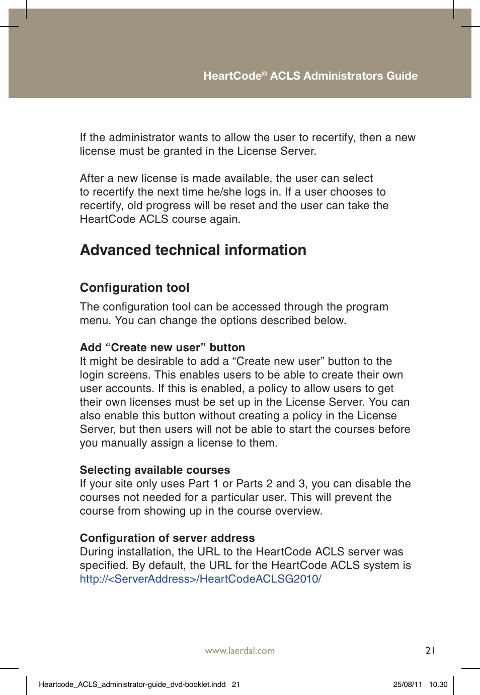 Advanced technical information, Configuration tool | Laerdal HeartCode ACLS 2010 User Manual | Page 21 / 28
