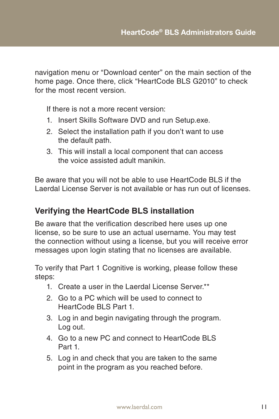 Verifying the heartcode bls installation | Laerdal HeartCode BLS 2010 User Manual | Page 11 / 24