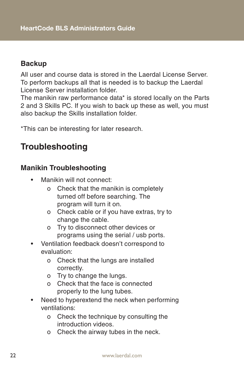 Troubleshooting | Laerdal HeartCode BLS 2010 User Manual | Page 22 / 24