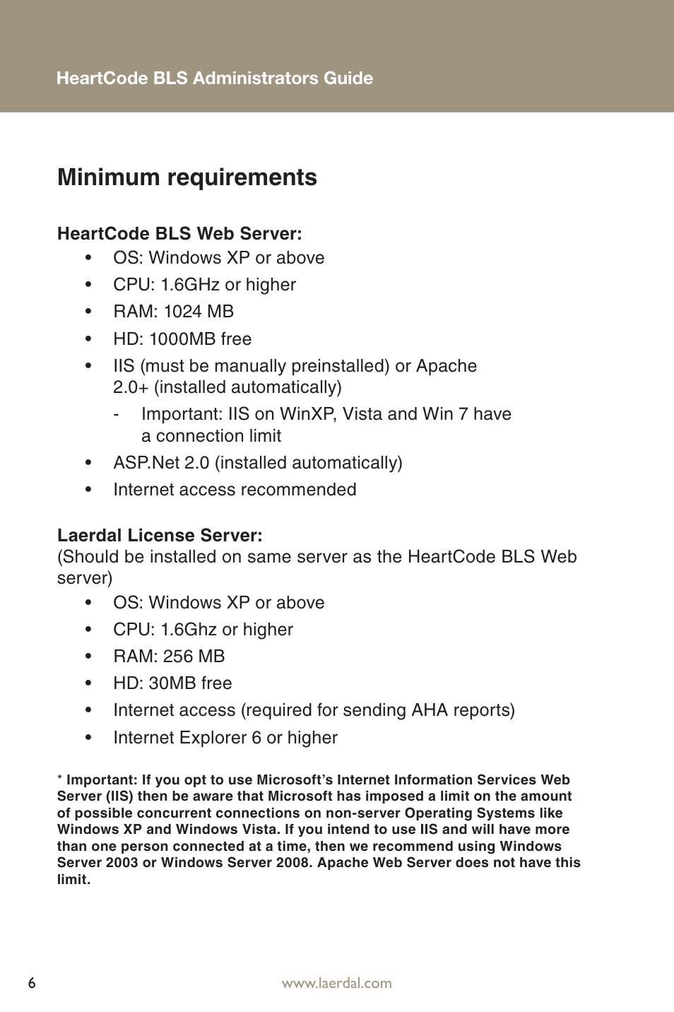 Minimum requirements | Laerdal HeartCode BLS 2010 User Manual | Page 6 / 24