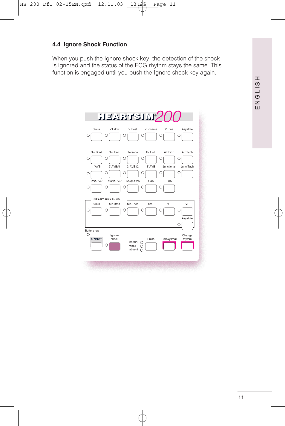 Heartsi m, English | Laerdal HeartSim 200 User Manual | Page 11 / 86