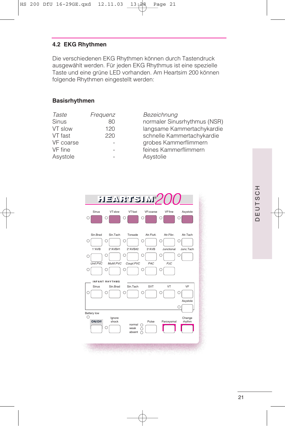 Heartsi m, Deutsch | Laerdal HeartSim 200 User Manual | Page 21 / 86