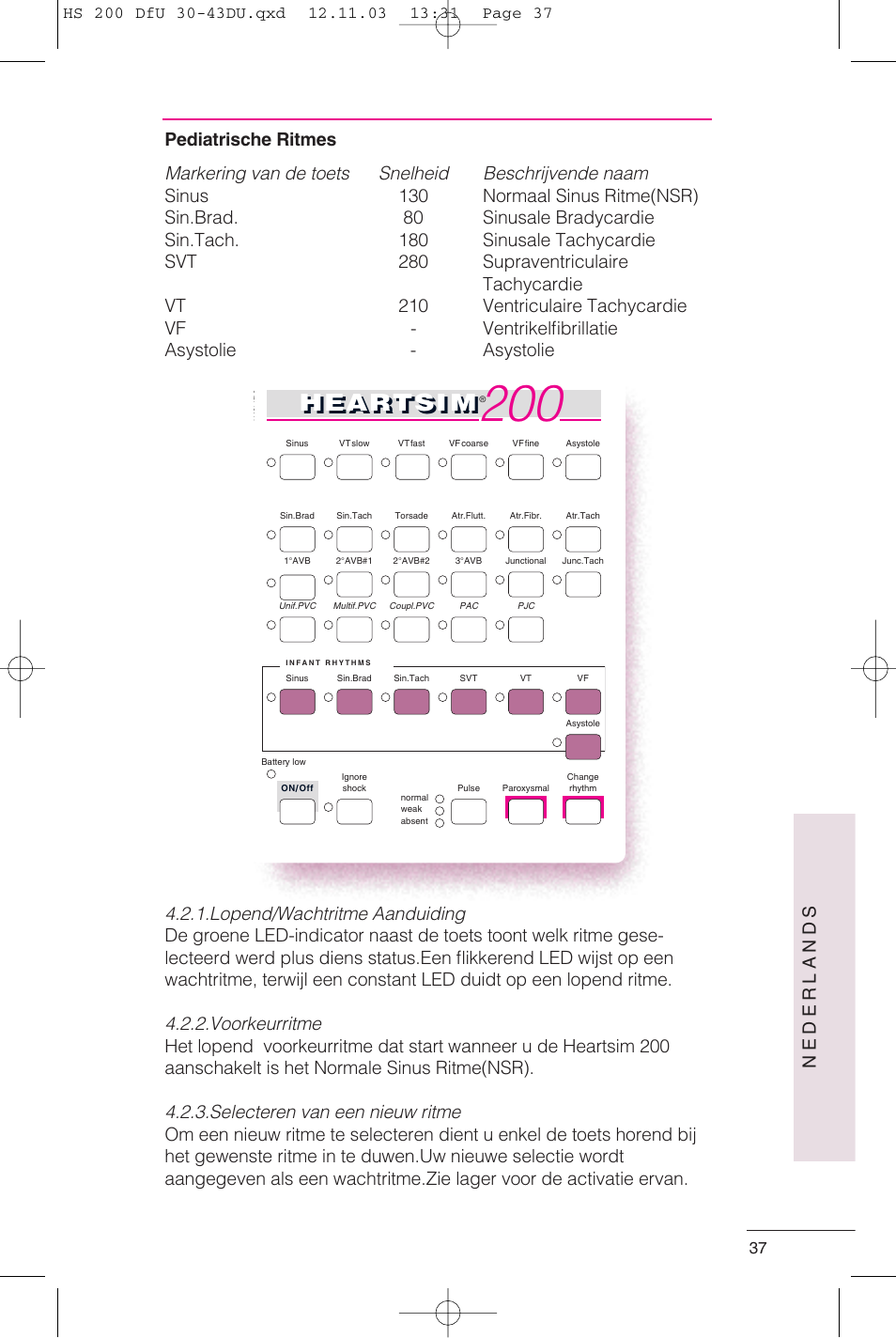 Heartsi m, Nederlands | Laerdal HeartSim 200 User Manual | Page 37 / 86