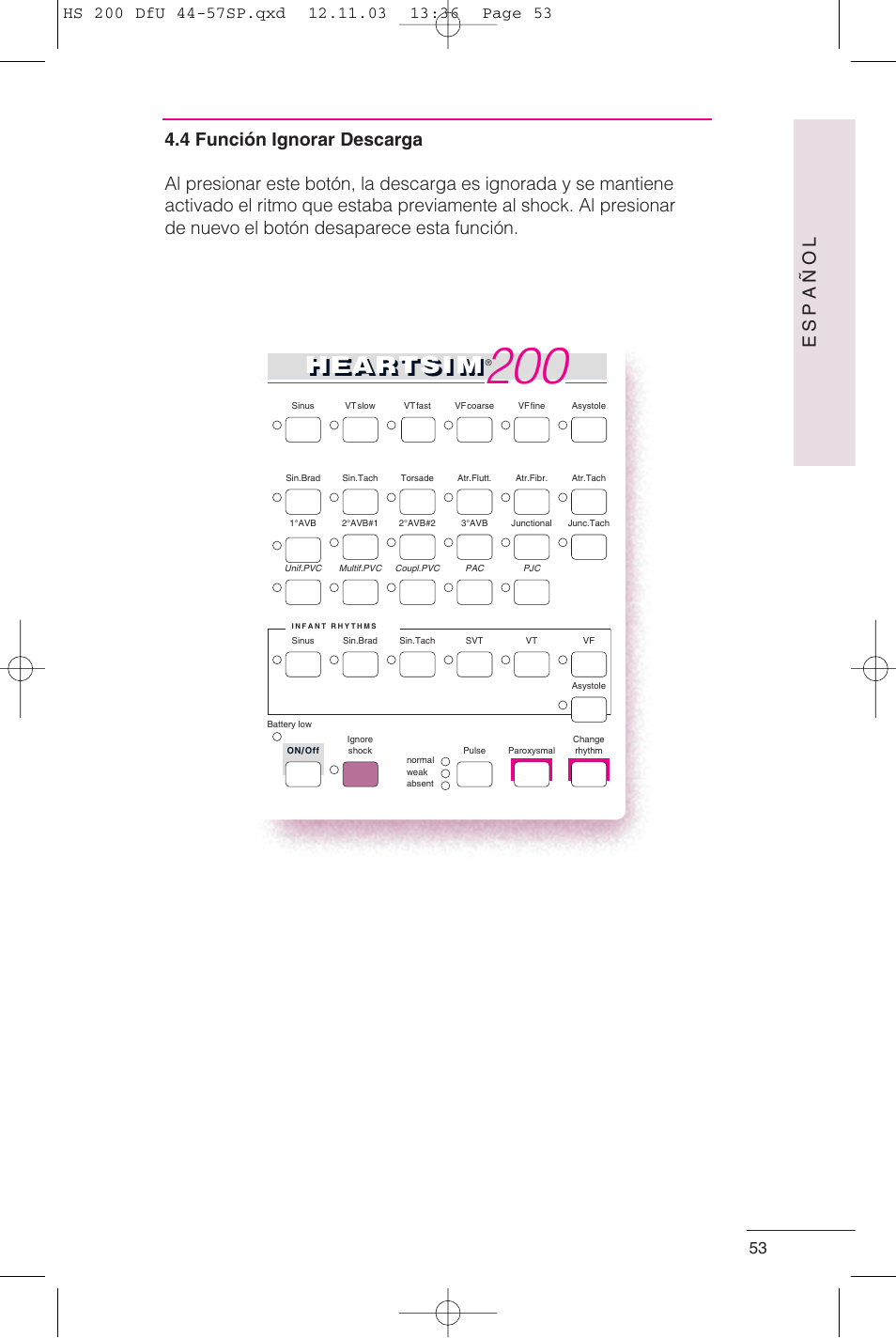 Heartsi m, Español | Laerdal HeartSim 200 User Manual | Page 53 / 86