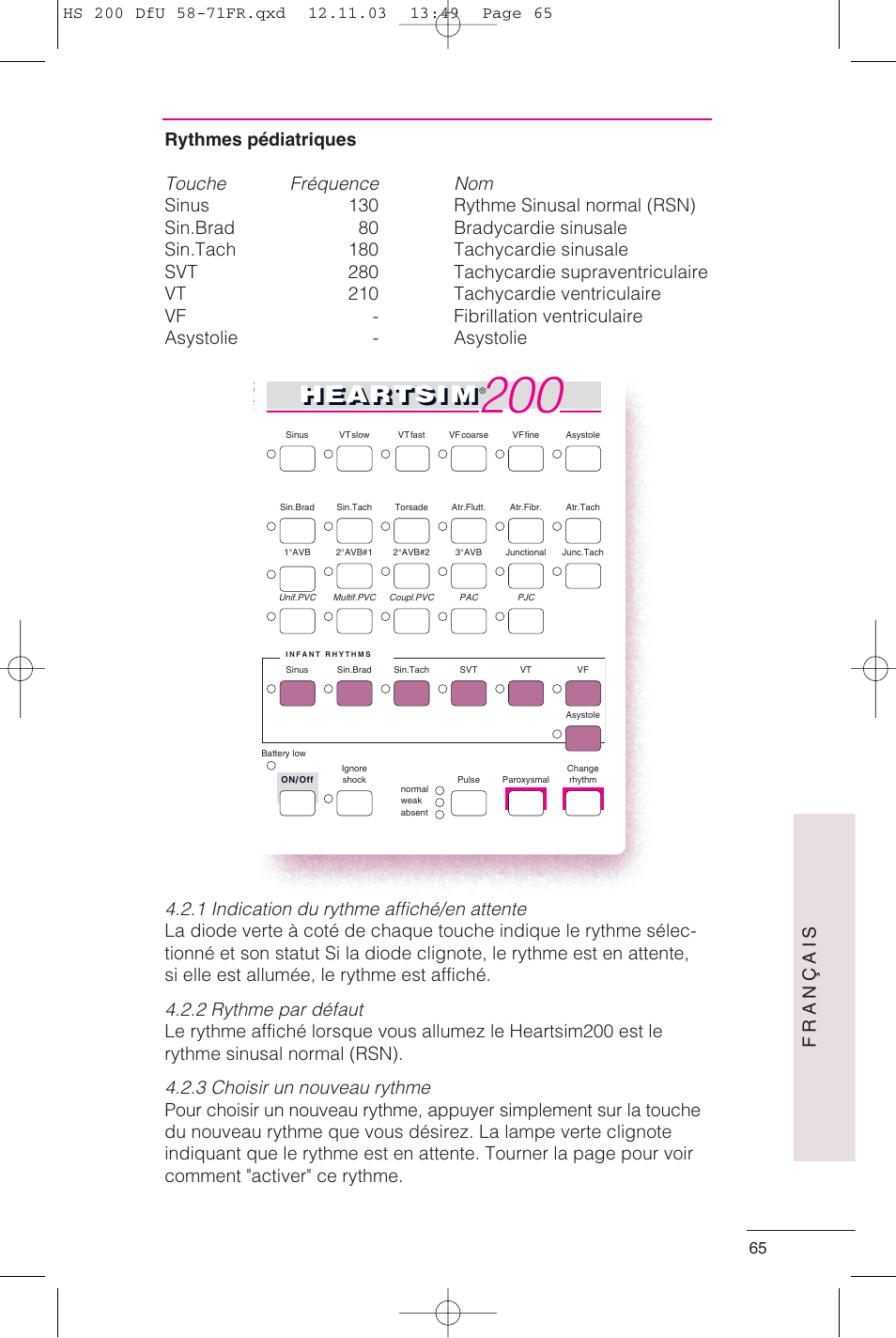 Heartsi m, Français | Laerdal HeartSim 200 User Manual | Page 65 / 86