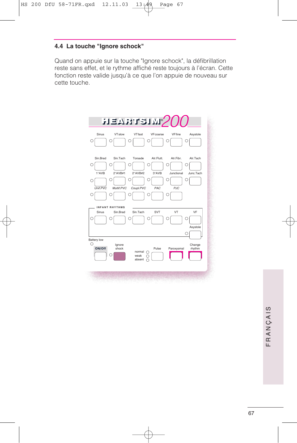 Heartsi m, Français | Laerdal HeartSim 200 User Manual | Page 67 / 86