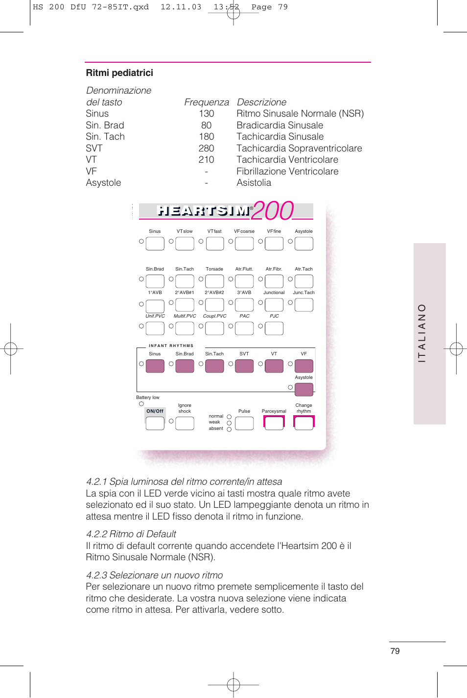 Heartsi m, Italiano | Laerdal HeartSim 200 User Manual | Page 79 / 86