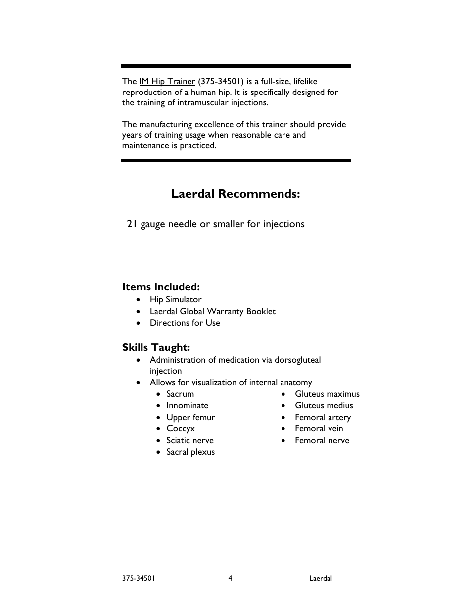 Laerdal recommends | Laerdal IM Hip Task Trainer User Manual | Page 4 / 6