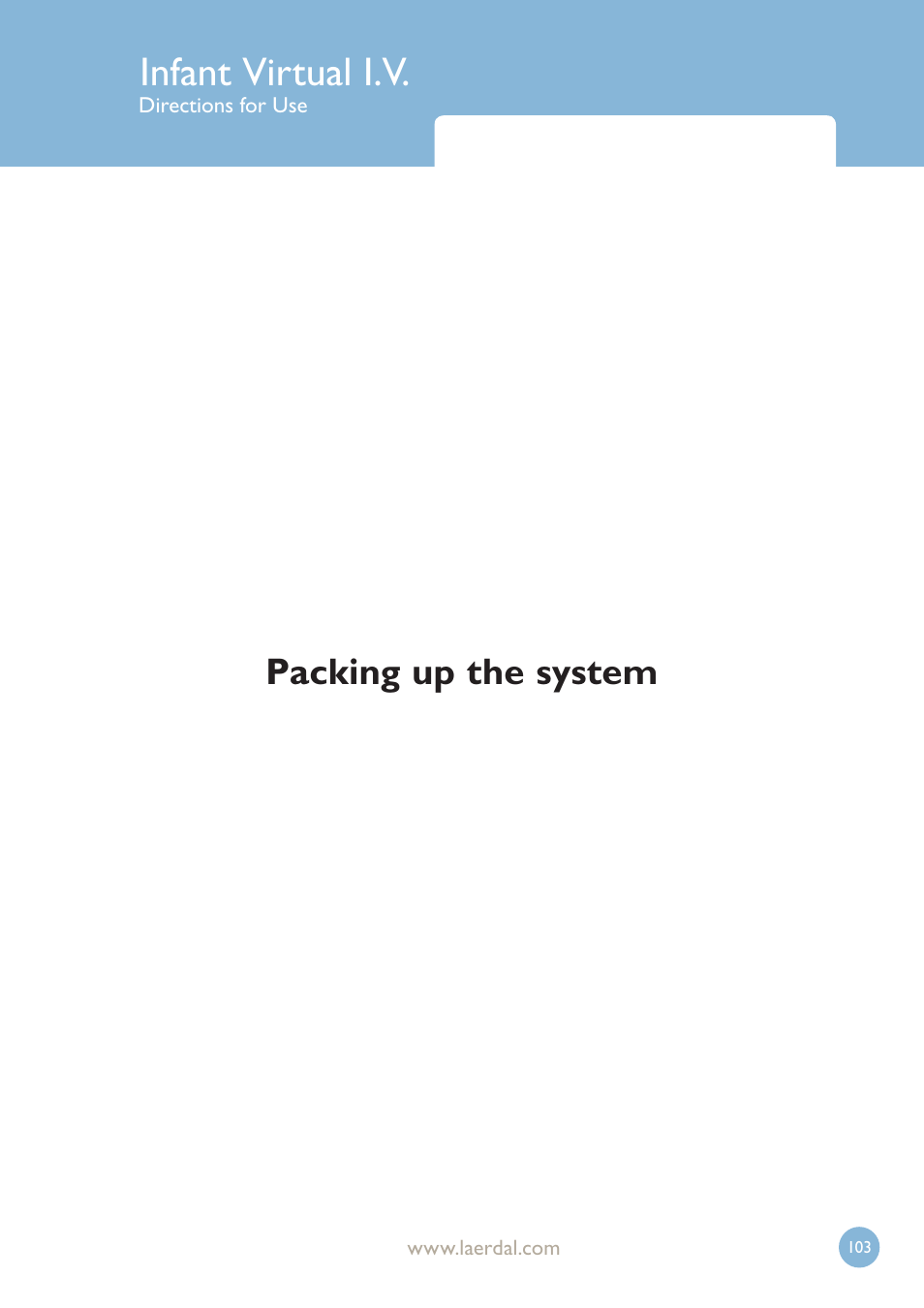Infant virtual i.v, Packing up the system | Laerdal Infant Virtual I.V. User Manual | Page 103 / 117