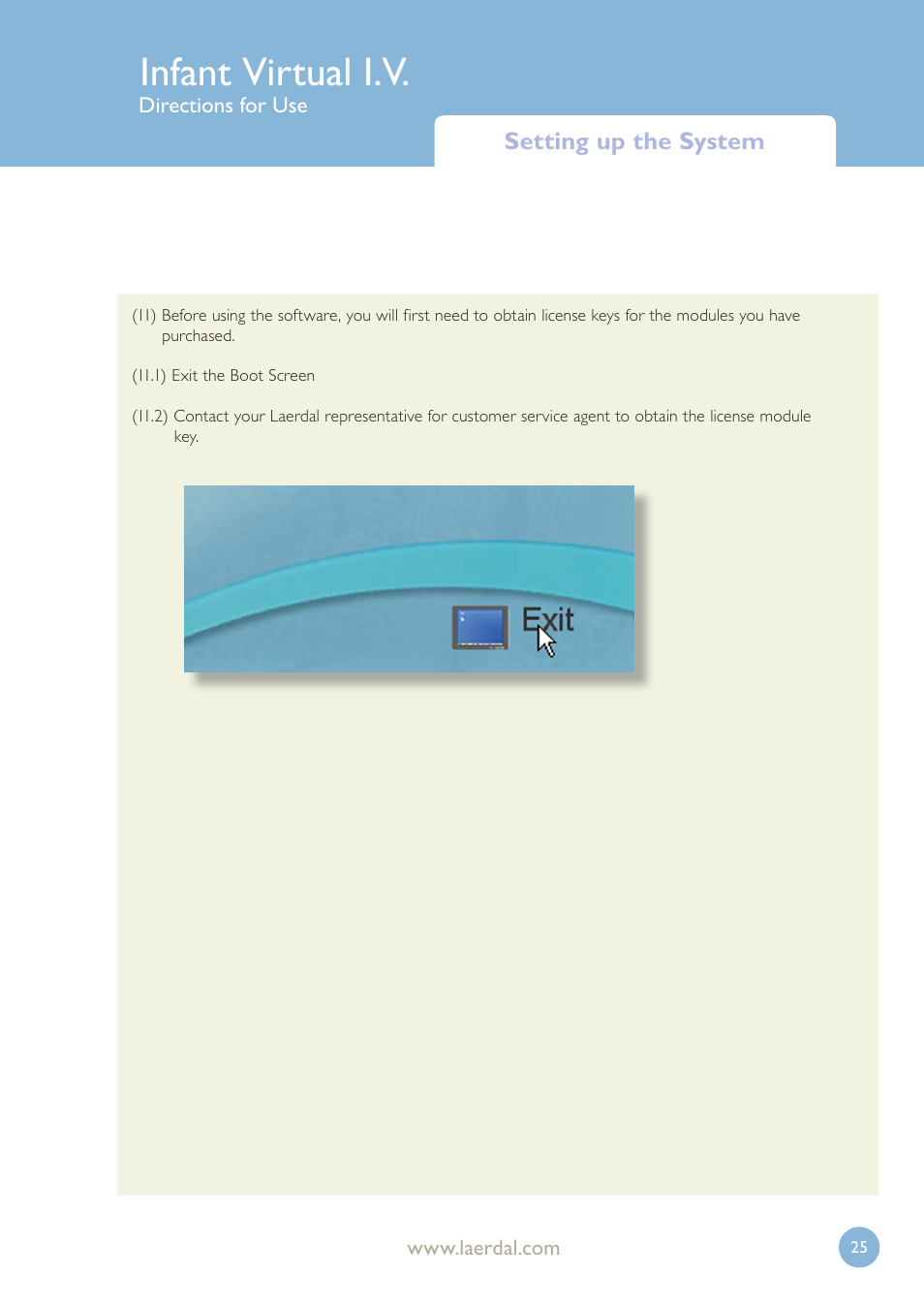 Infant virtual i.v, Setting up the system | Laerdal Infant Virtual I.V. User Manual | Page 25 / 117