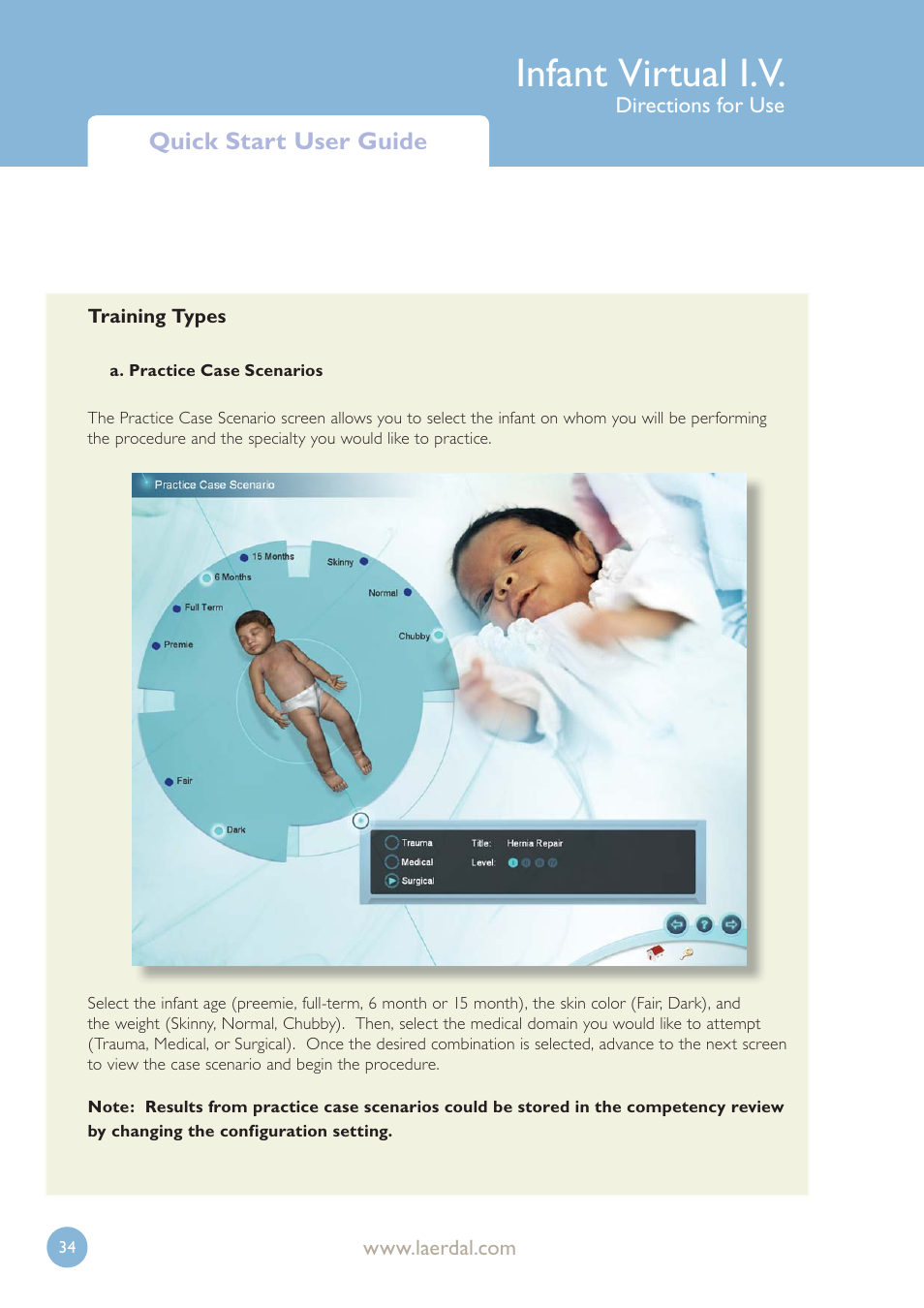 Infant virtual i.v | Laerdal Infant Virtual I.V. User Manual | Page 34 / 117