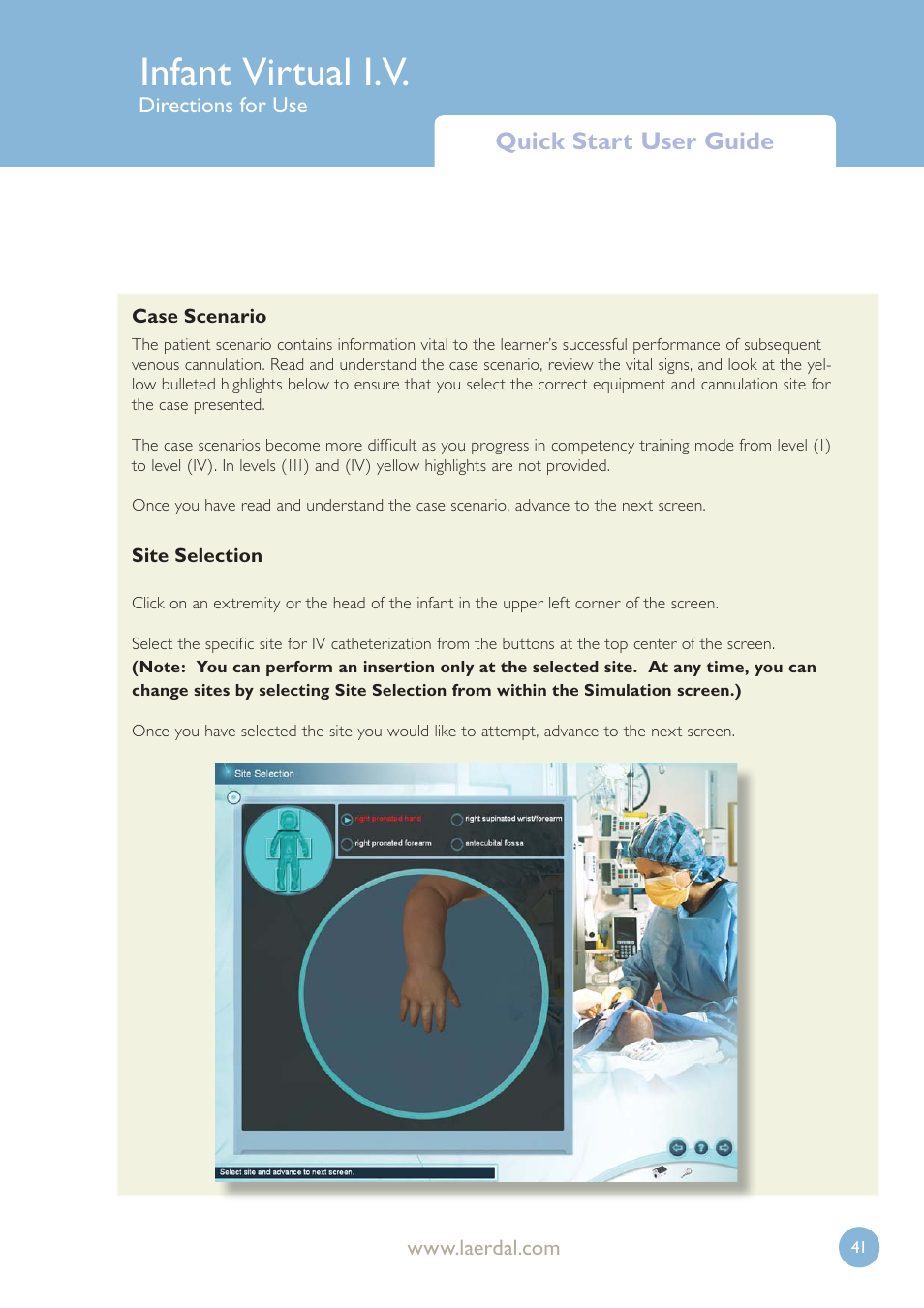 Infant virtual i.v, Quick start user guide | Laerdal Infant Virtual I.V. User Manual | Page 41 / 117