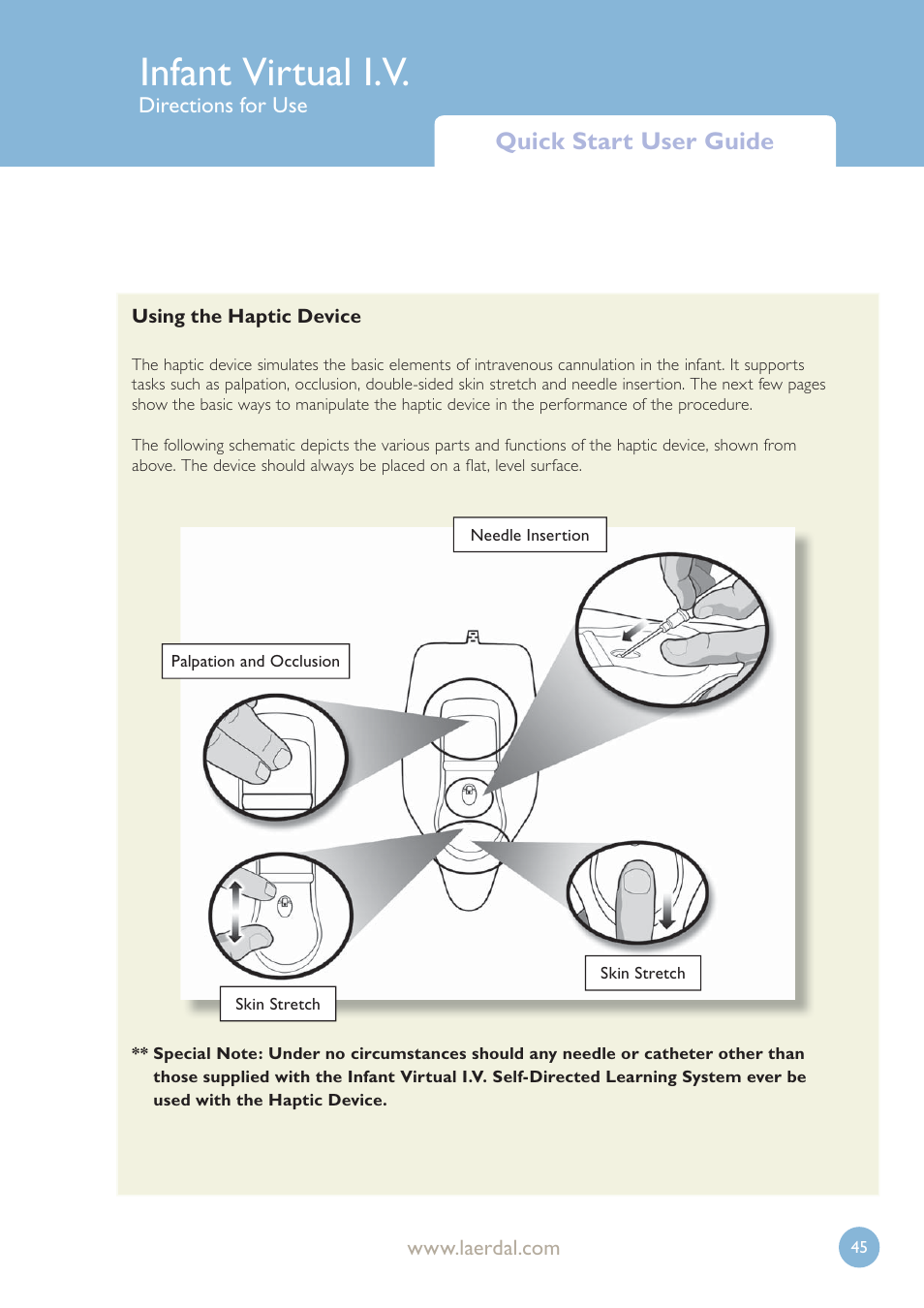 Infant virtual i.v, Quick start user guide | Laerdal Infant Virtual I.V. User Manual | Page 45 / 117